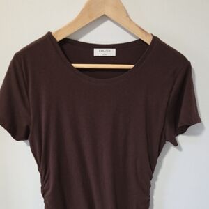 Aritzia Rich Brown Short Sleeve Dress